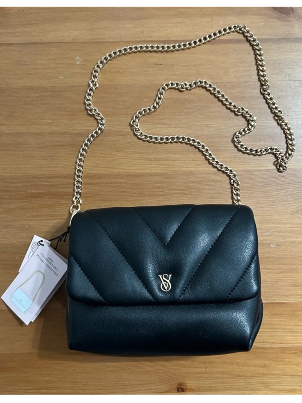 Victoria’s Secret mini convertible bag with gold removeable chain